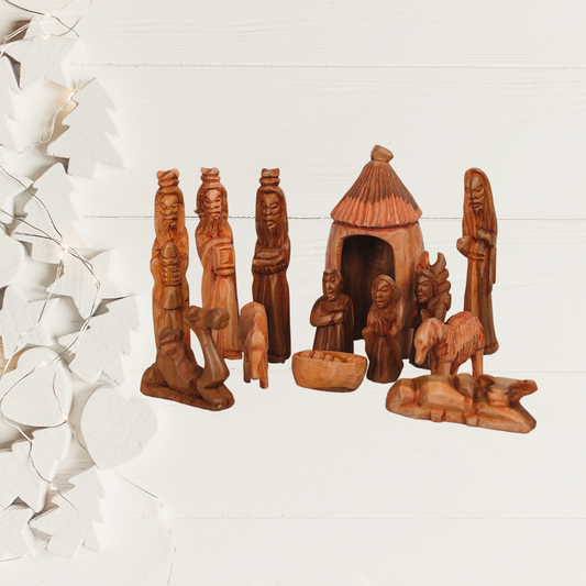 Hand Carved Nativity Set Large