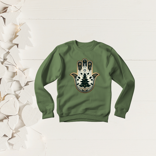 Holiday Hamsa Crew Neck Sweater